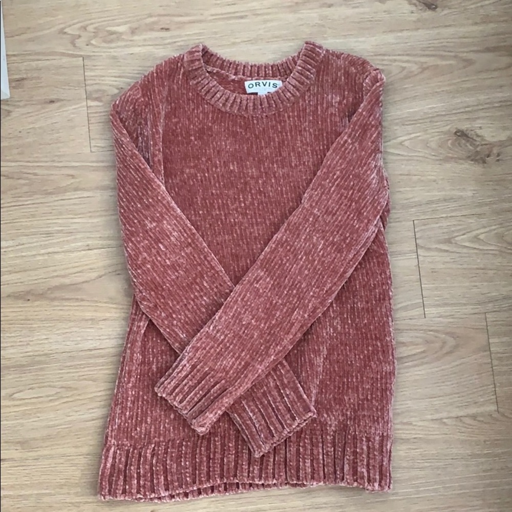Chenille satin pink sweater